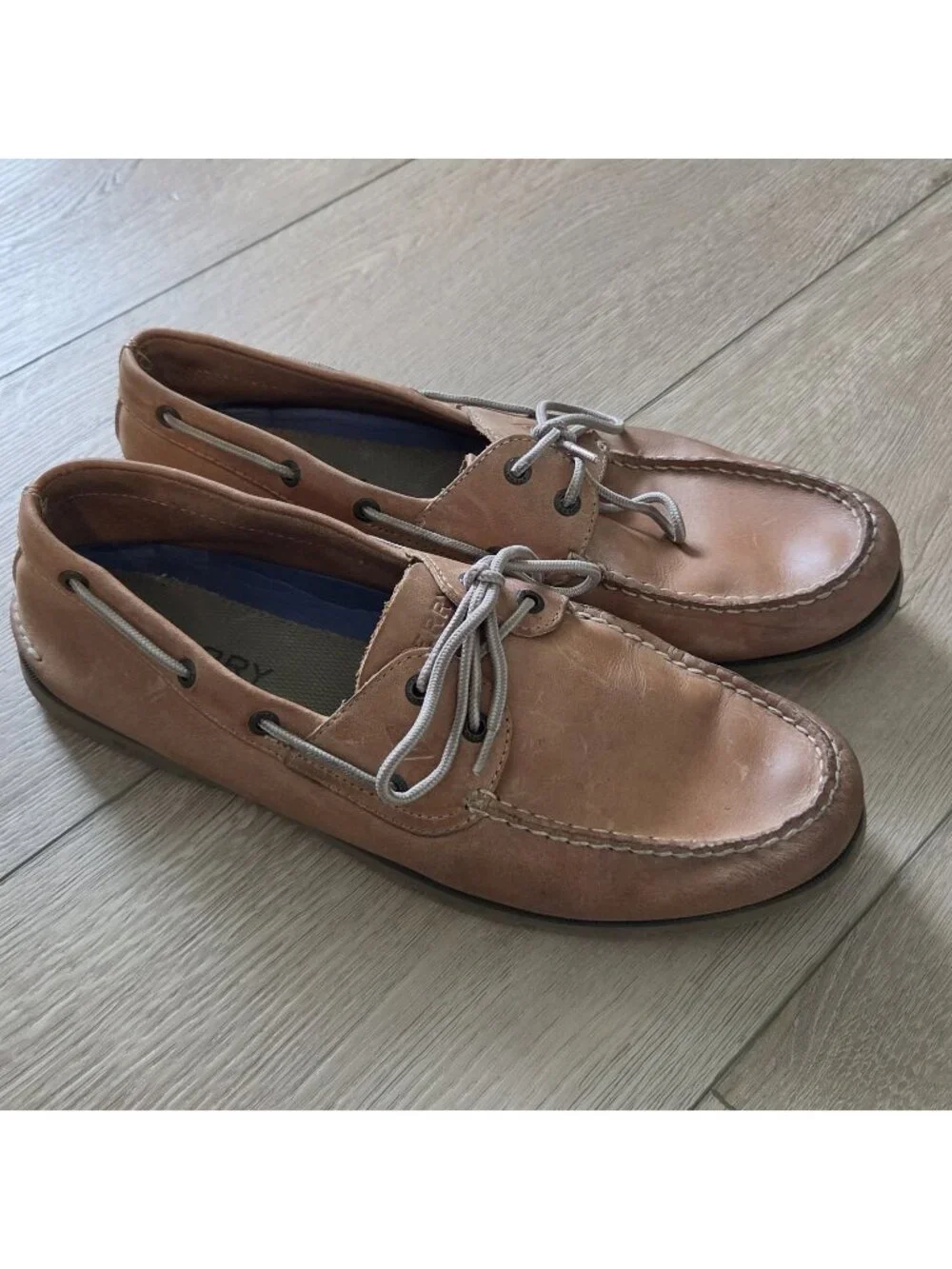 Sperry Top Sider Loafers Sahara 2-Eye Boat Shoes Tan Leather Mens Size 13